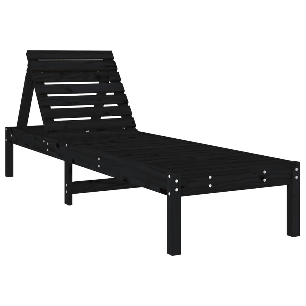 vidaXL Sun Lounger | Set of 2 | Black | Solid pine wood | Standard