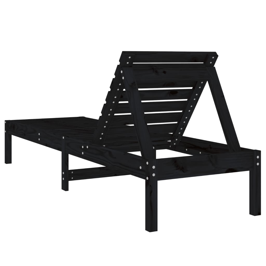 vidaXL Sun Lounger | Set of 2 | Black | Solid pine wood | Standard