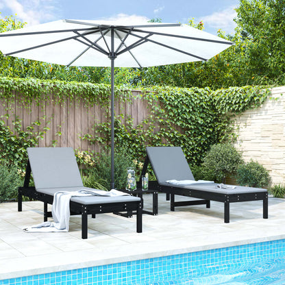 vidaXL Sun Lounger | Set of 2 | Black | Solid pine wood | Standard
