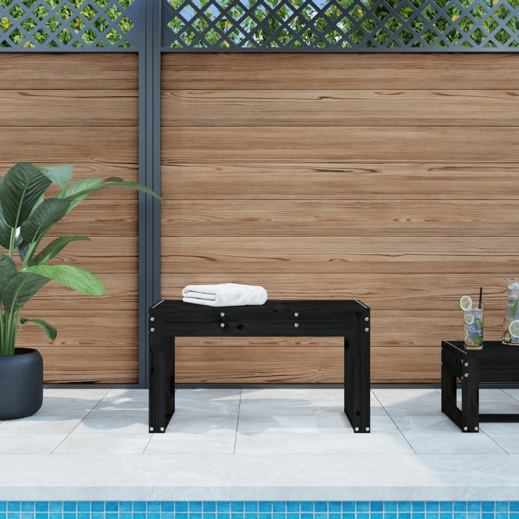 vidaXL Garden Bench Black 80x38x45 cm Solid Wood Pine
