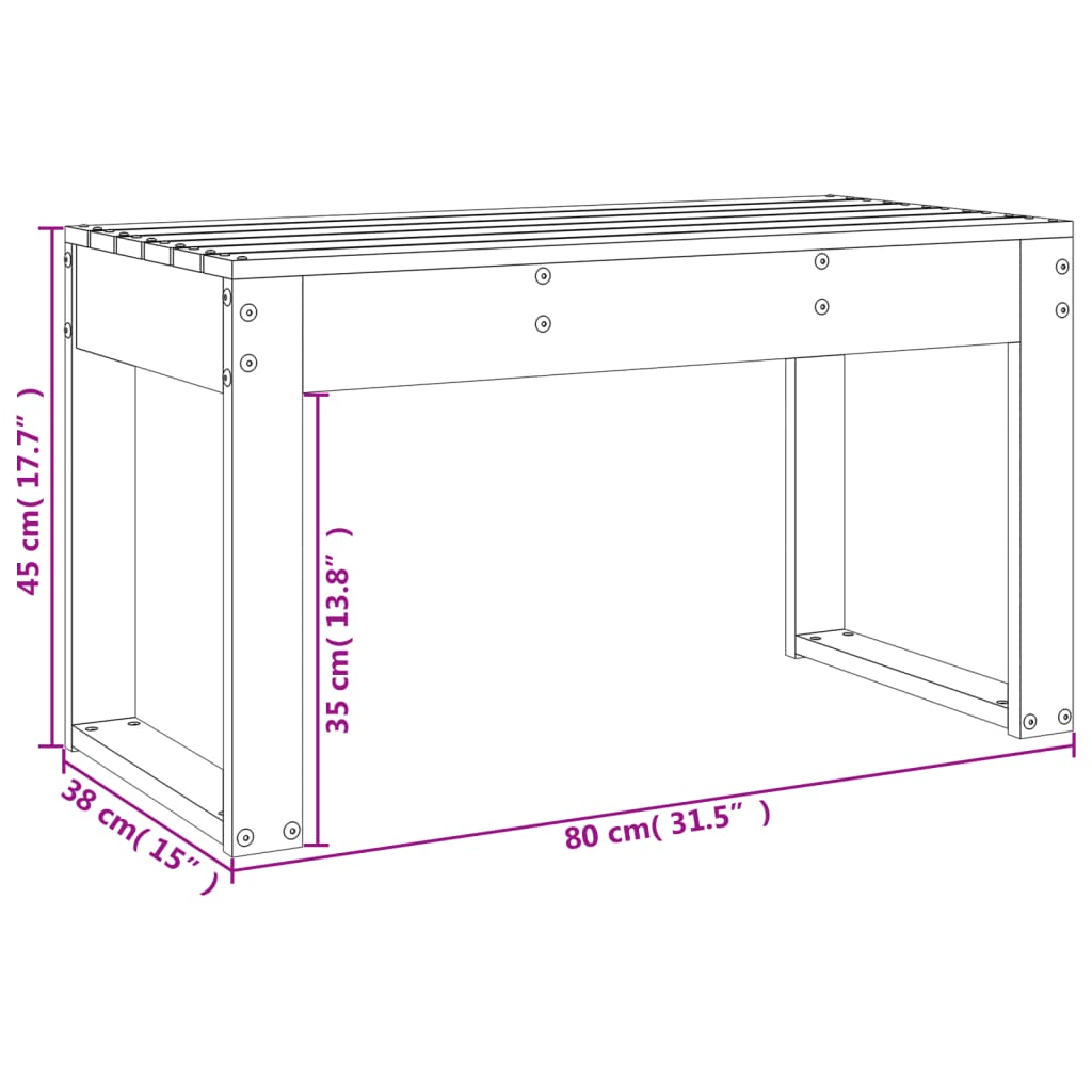 vidaXL Garden Bench 80x38x45 cm Solid Wood Douglas