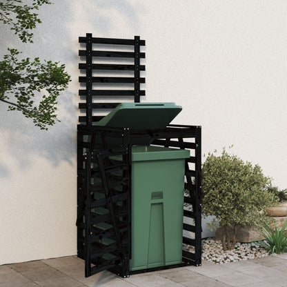 vidaXL Wheelie Bin Storage Black 84x90x128.5 cm Solid Wood Pine