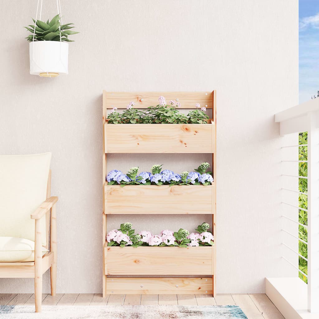 vidaXL Wall Planter 3-Tier 60x18.5x110 cm Solid Wood Pine