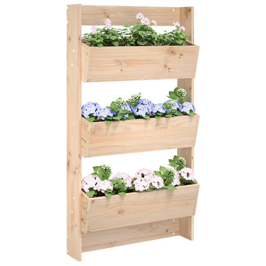 vidaXL Wall Planter 3-Tier 60x18.5x110 cm Solid Wood Pine