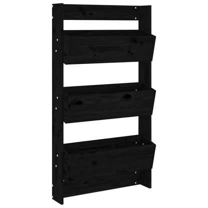 vidaXL Wall Planter 3-Tier 60x18.5x110 cm Black Solid Wood Pine