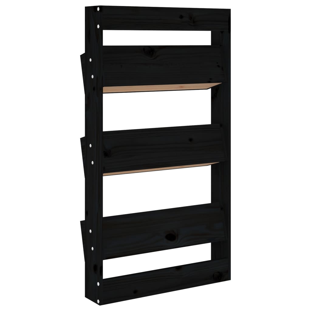 vidaXL Wall Planter 3-Tier 60x18.5x110 cm Black Solid Wood Pine