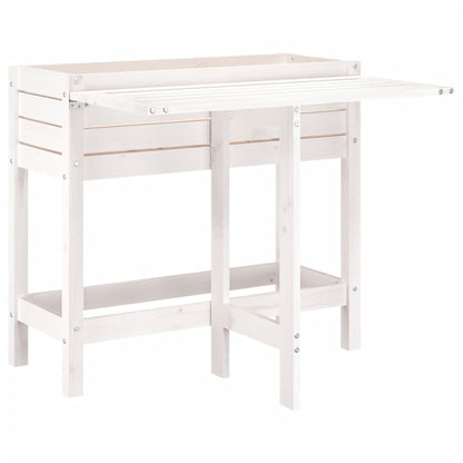 vidaXL Garden Planter with Folding Tabletop White Solid Wood Pine