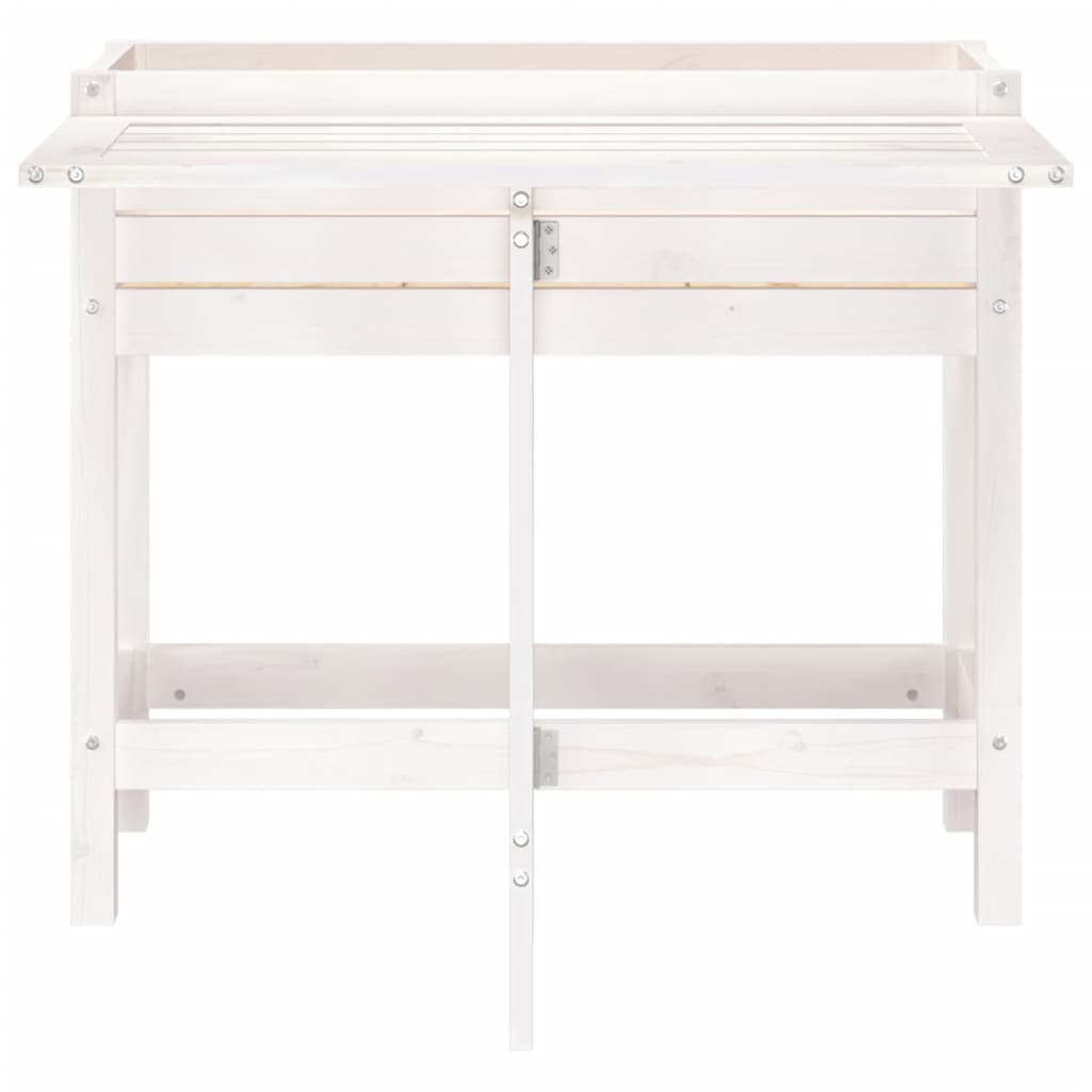 vidaXL Garden Planter with Folding Tabletop White Solid Wood Pine