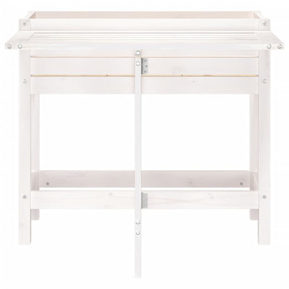 vidaXL Garden Planter with Folding Tabletop White Solid Wood Pine