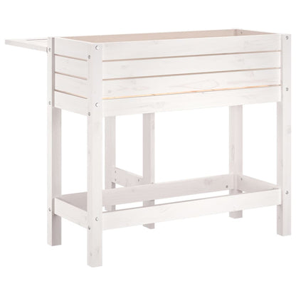 vidaXL Garden Planter with Folding Tabletop White Solid Wood Pine