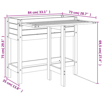 vidaXL Garden Planter with Folding Tabletop White Solid Wood Pine