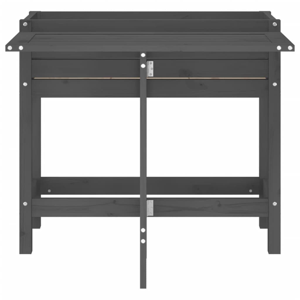 vidaXL Garden Planter with Folding Tabletop Grey Solid Wood Pine