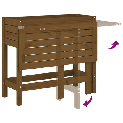 vidaXL Garden Planter with Folding Tabletop Honey Brown Solid Wood Pine