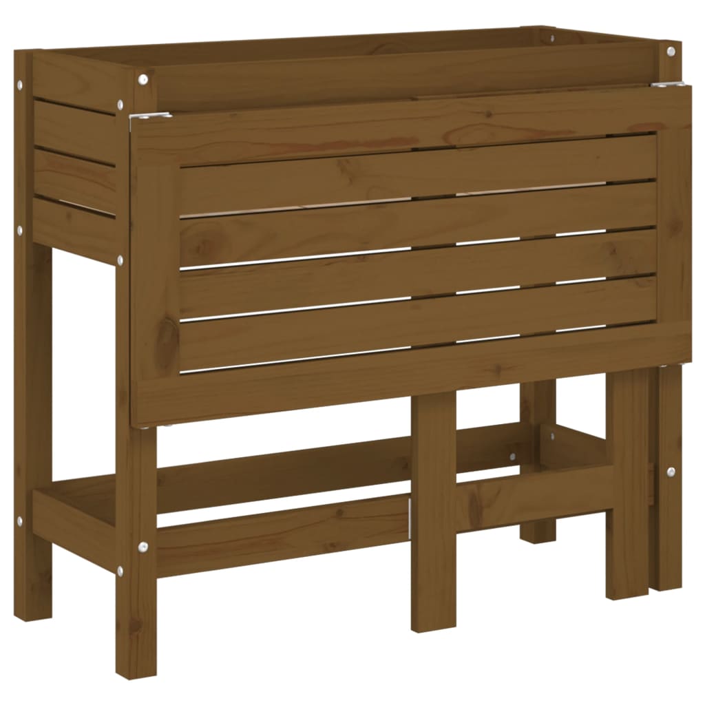 vidaXL Garden Planter with Folding Tabletop Honey Brown Solid Wood Pine