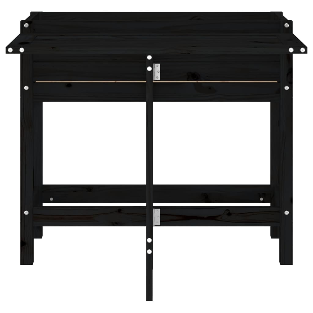 vidaXL Garden Planter with Folding Tabletop Black Solid Wood Pine