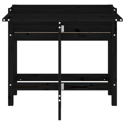 vidaXL Garden Planter with Folding Tabletop Black Solid Wood Pine