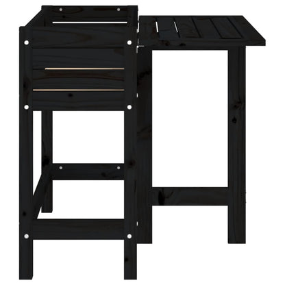 vidaXL Garden Planter with Folding Tabletop Black Solid Wood Pine