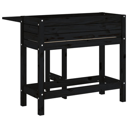 vidaXL Garden Planter with Folding Tabletop Black Solid Wood Pine