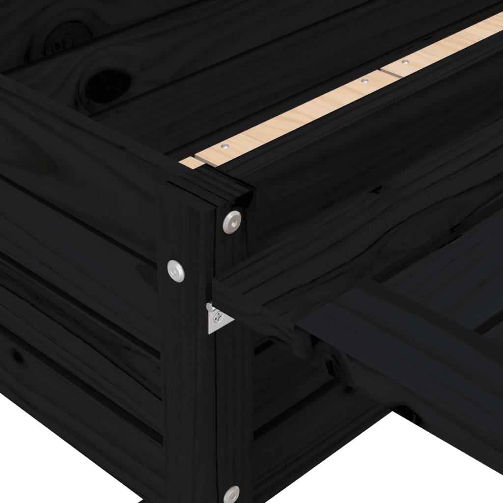 vidaXL Garden Planter with Folding Tabletop Black Solid Wood Pine