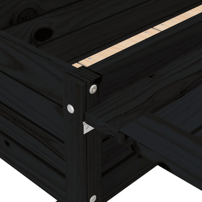 vidaXL Garden Planter with Folding Tabletop Black Solid Wood Pine