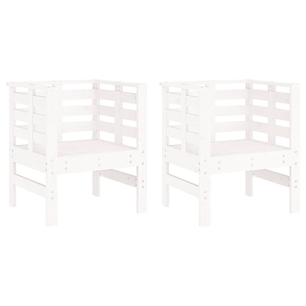 vidaXL Garden Chairs 2 pcs White 61.5x53x71 cm Solid Wood Pine