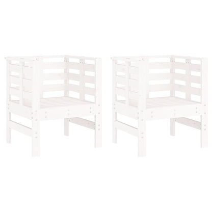 vidaXL Garden Chairs 2 pcs White 61.5x53x71 cm Solid Wood Pine