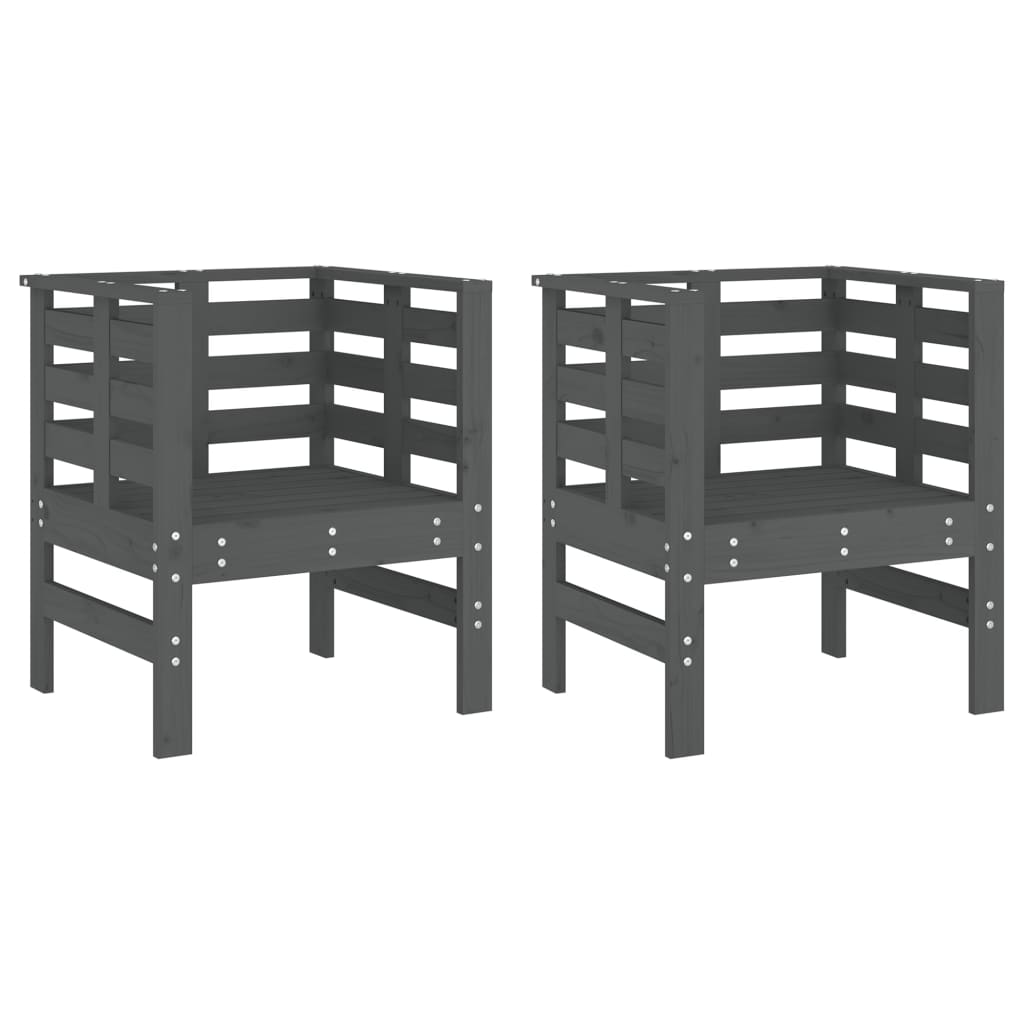 vidaXL Garden Chairs 2 pcs Grey 61.5x53x71 cm Solid Wood Pine