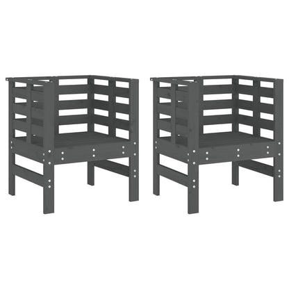 vidaXL Garden Chairs 2 pcs Grey 61.5x53x71 cm Solid Wood Pine