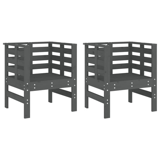 vidaXL Garden Chairs 2 pcs Grey 61,5x53x71 cm Solid Wood Pine