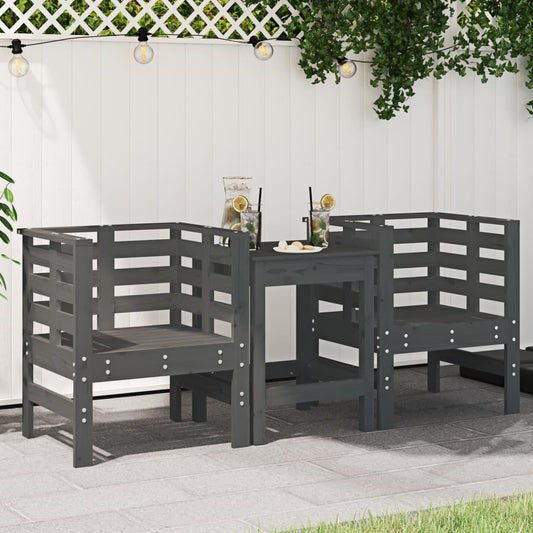 vidaXL Garden Chairs 2 pcs Grey 61,5x53x71 cm Solid Wood Pine