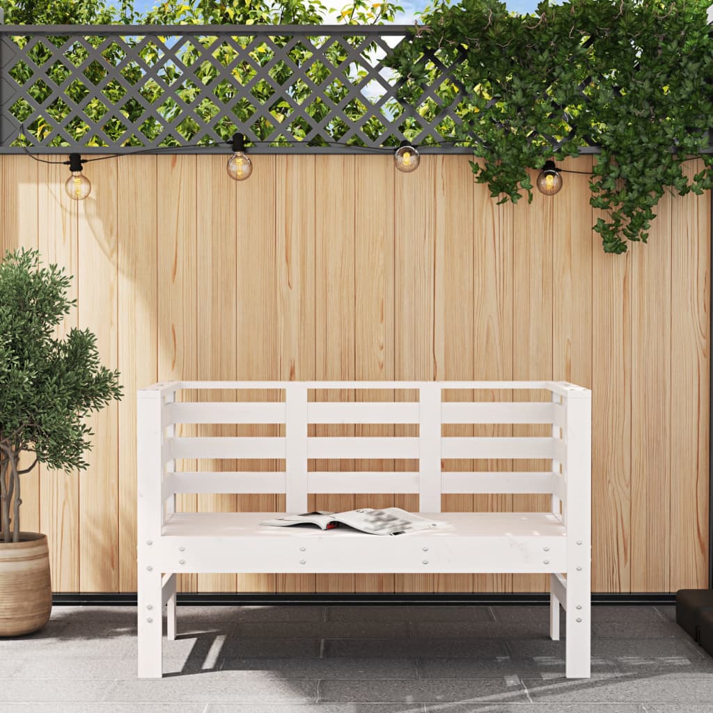 vidaXL Garden Bench | White | Solid pine wood | 111.5 x 53 x 71 cm | Durable