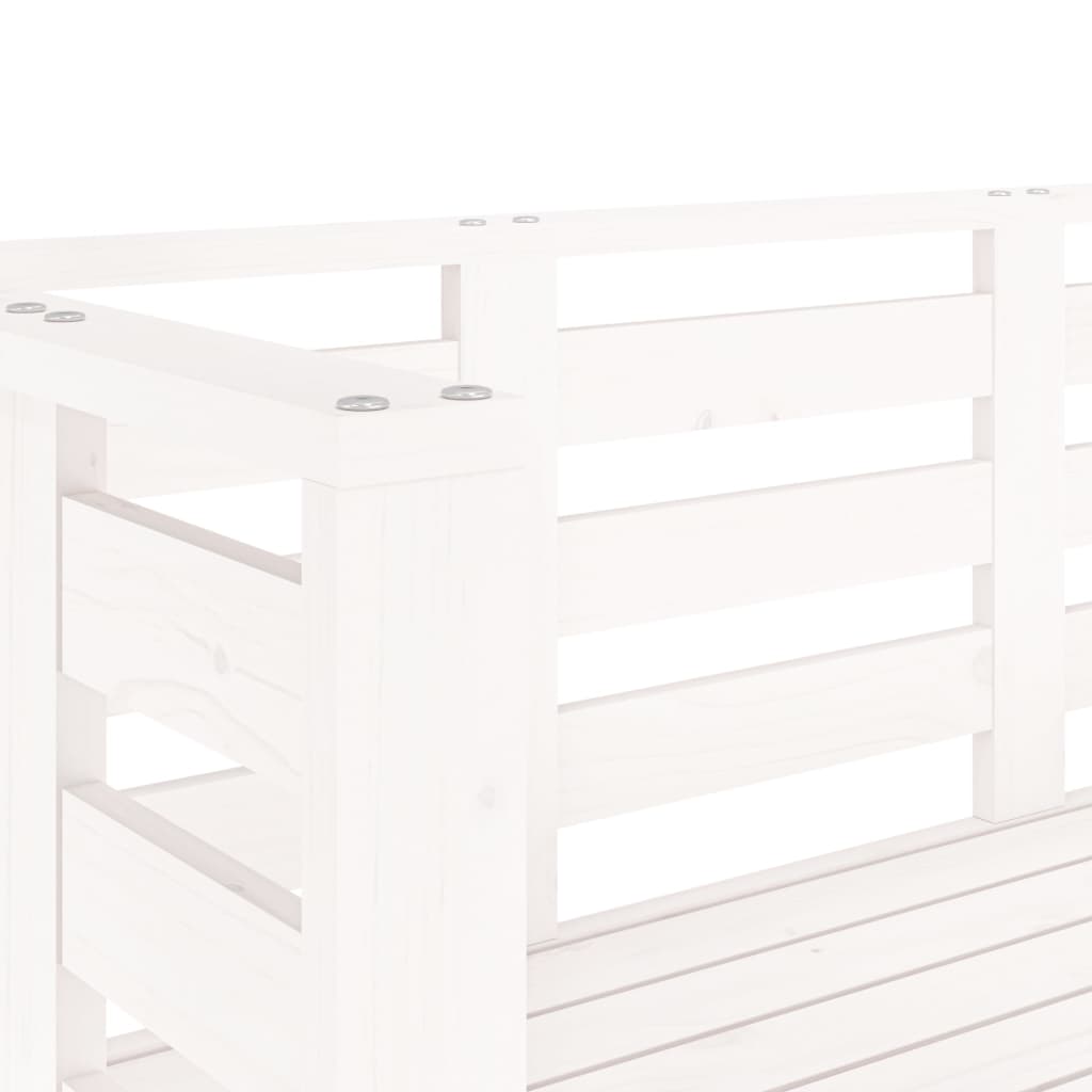 vidaXL Garden Bench | White | Solid pine wood | 111.5 x 53 x 71 cm | Durable