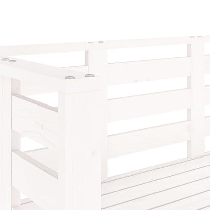 vidaXL Garden Bench | White | Solid pine wood | 111.5 x 53 x 71 cm | Durable