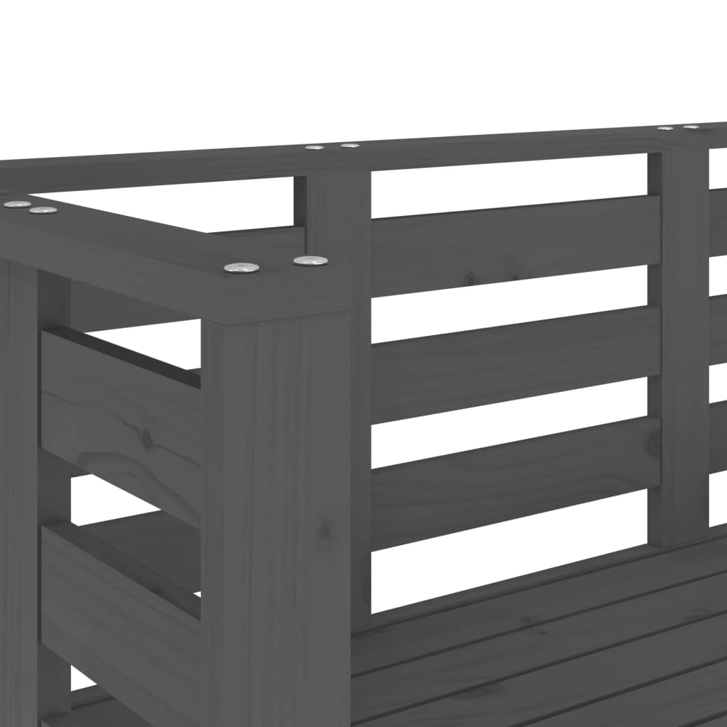 vidaXL Garden Bench | Grey | Solid pine wood | 2-seater | Durable | Garden Bench