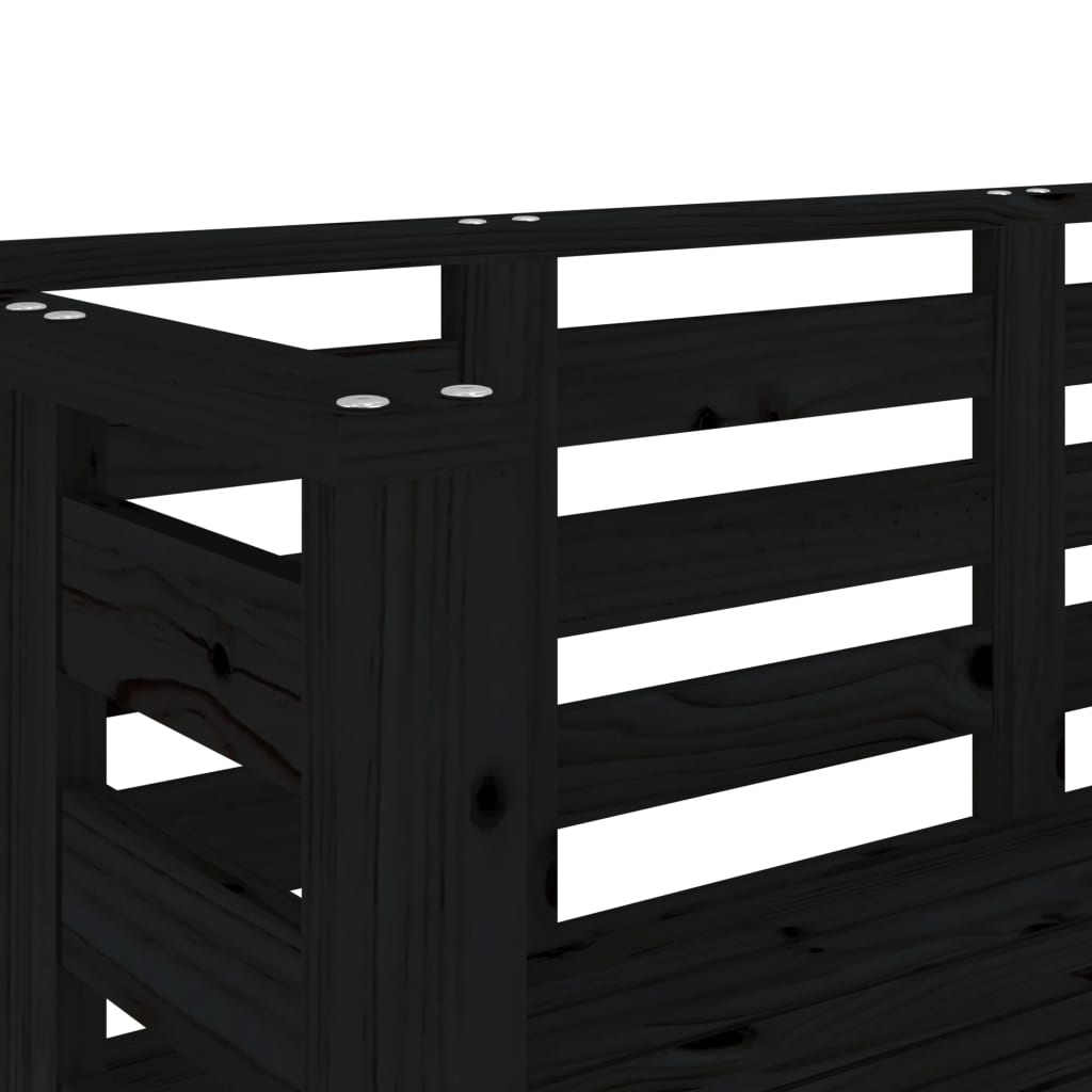 vidaXL Garden Bench | Black | Solid pine wood | 111.5x53x71 cm |  Durable