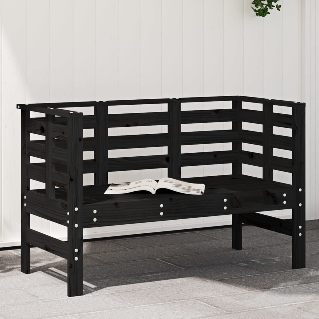 vidaXL Garden Bench | Black | Solid pine wood | 111.5x53x71 cm |  Durable