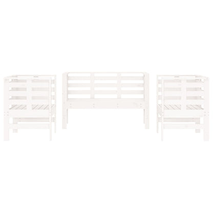 vidaXL 3 Piece Garden Lounge Set White Solid Wood Pine