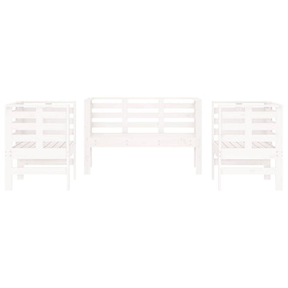 vidaXL 3 Piece Garden Lounge Set White Solid Wood Pine