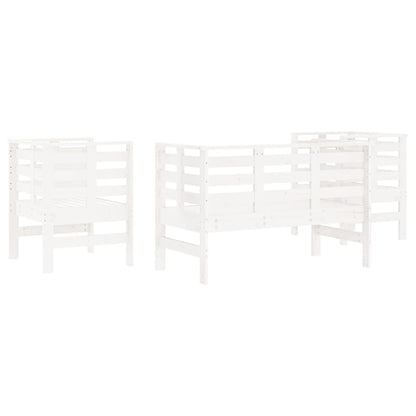 vidaXL 3 Piece Garden Lounge Set White Solid Wood Pine