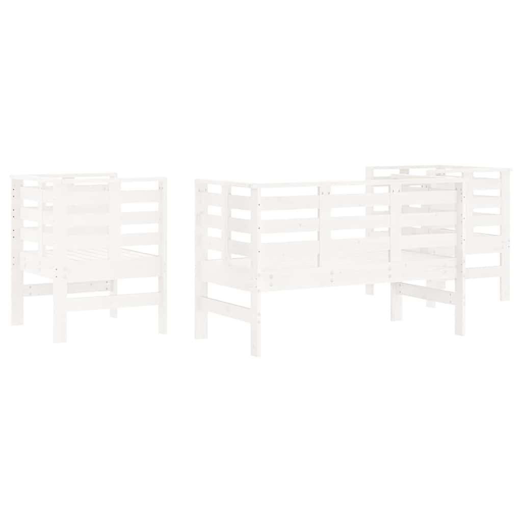 vidaXL 3 Piece Garden Lounge Set White Solid Wood Pine