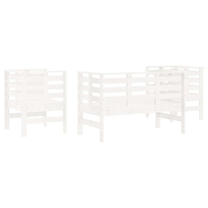 vidaXL 3 Piece Garden Lounge Set White Solid Wood Pine