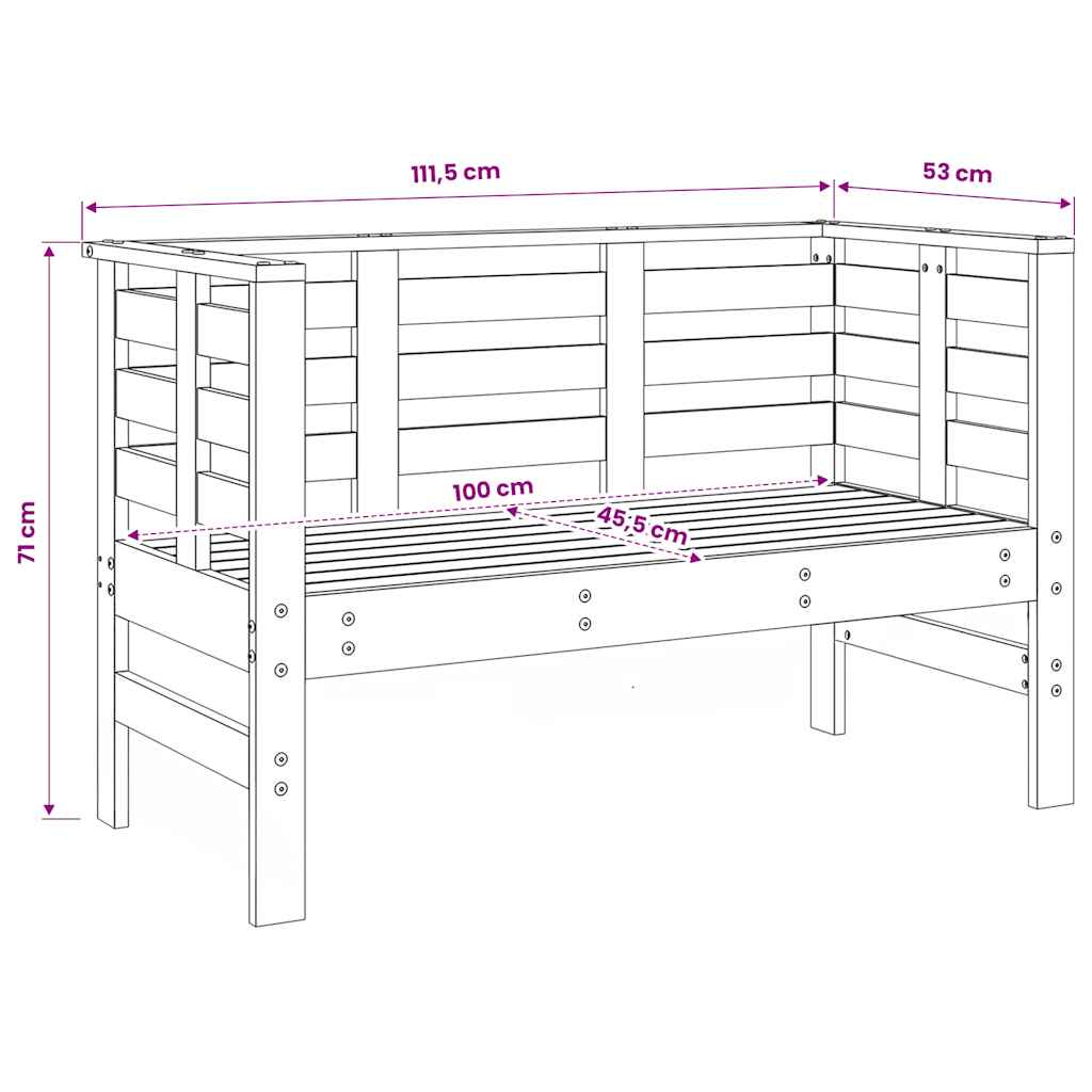 vidaXL 3 Piece Garden Lounge Set White Solid Wood Pine