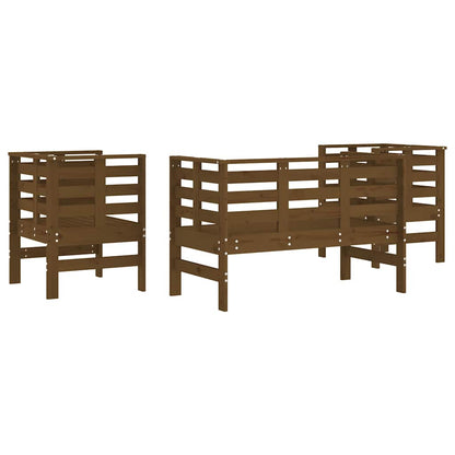 vidaXL 3 Piece Garden Lounge Set Honey Brown Solid Wood Pine