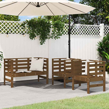 vidaXL 3 Piece Garden Lounge Set Honey Brown Solid Wood Pine