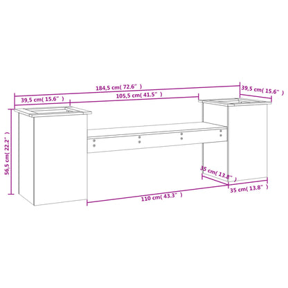 vidaXL Planter Bench White 184.5x39.5x56.5 cm Solid Wood Pine