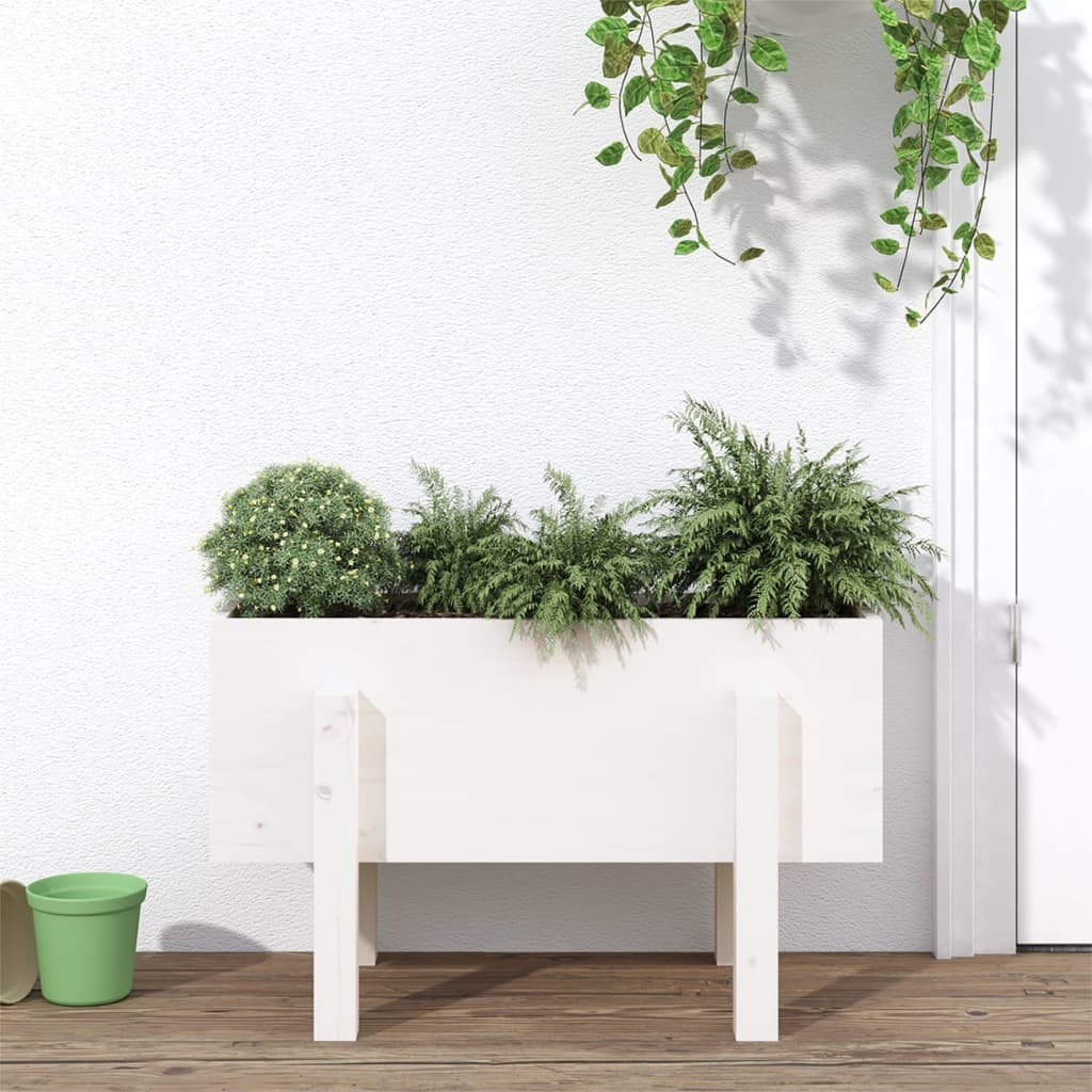 vidaXL Garden Planter White 62x30x38 cm Solid Wood Pine