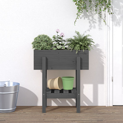 vidaXL Garden Planter Grey 62x30x69 cm Solid Wood Pine