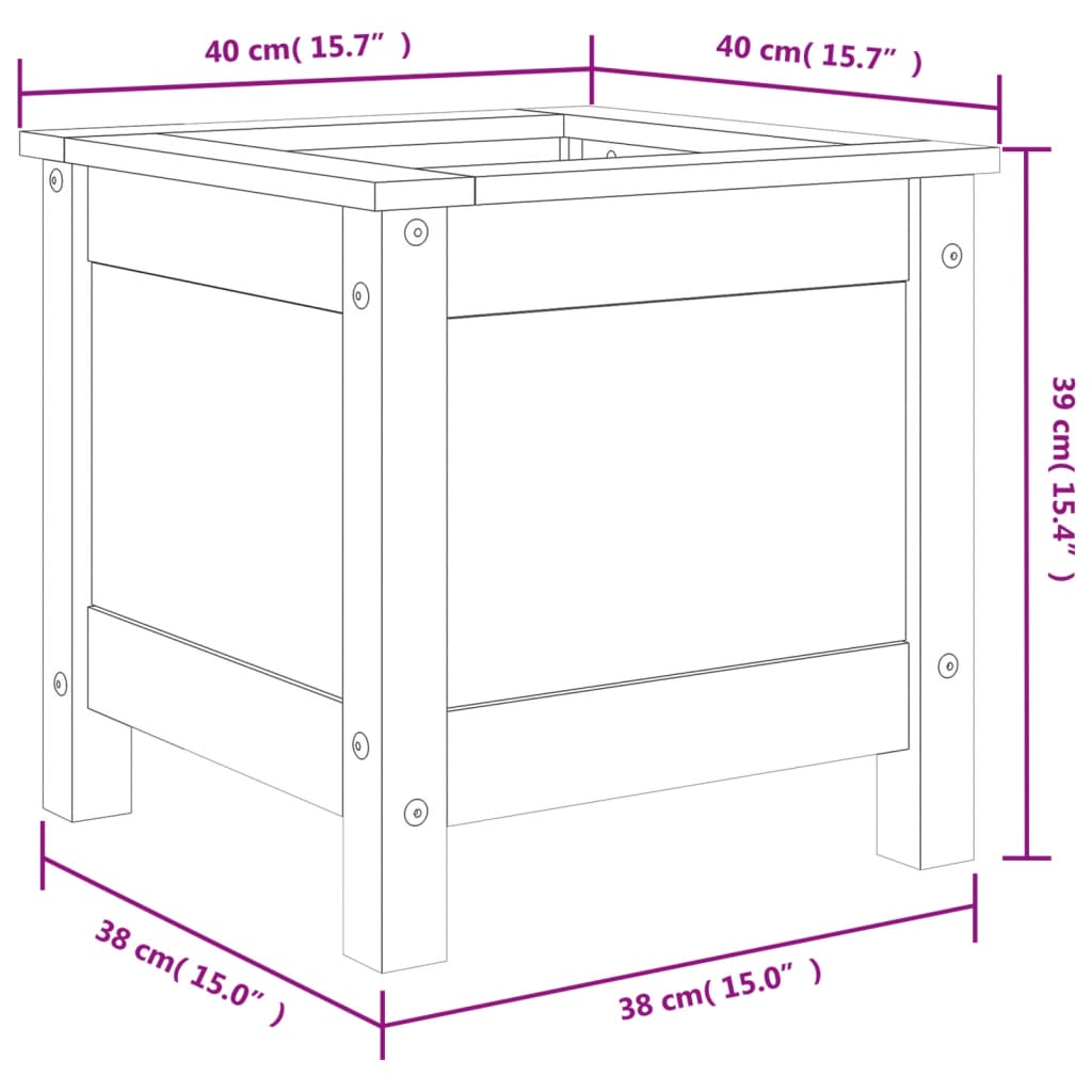 vidaXL Garden Planter Grey 40x40x39 cm Solid Wood Pine