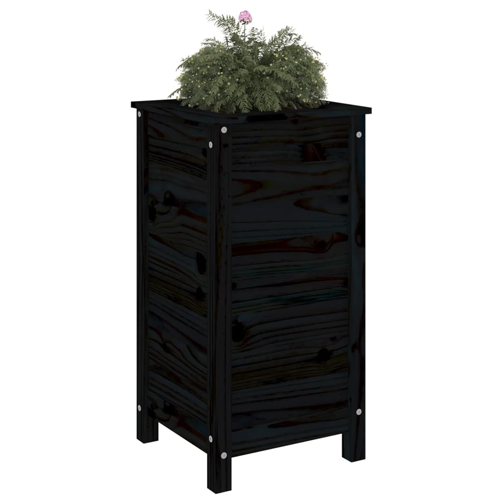 vidaXL Garden Planter Black 40x40x78 cm Solid Wood Pine