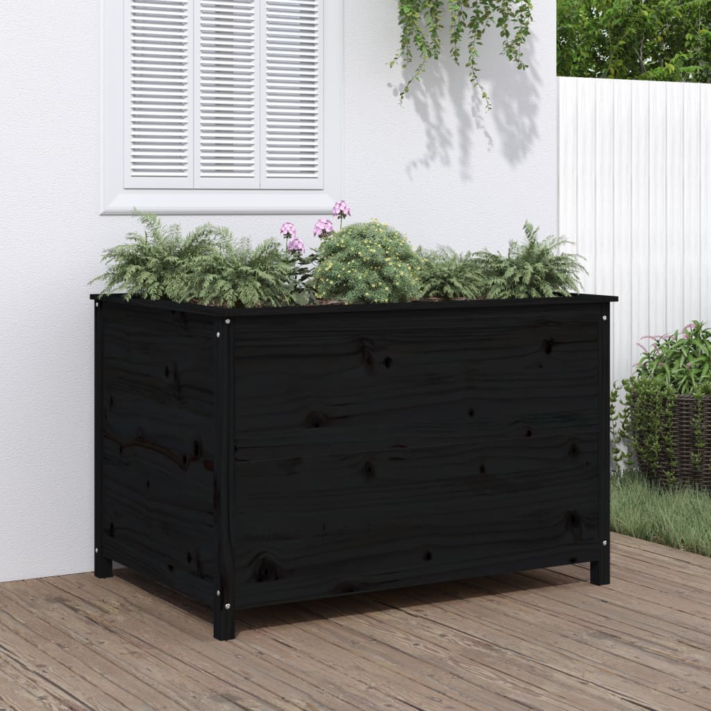 vidaXL Garden Raised Bed Black 119.5x82.5x78 cm Solid Wood Pine